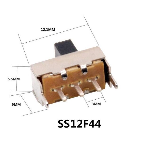 สวิทช์ เลื่อน Slide switch Toggle switch 3 ขา ขนาด 5.5x12.1mm #สวิทช์เลื่อน(3ขา,SS12F44) (1 ตัว) - Image 2