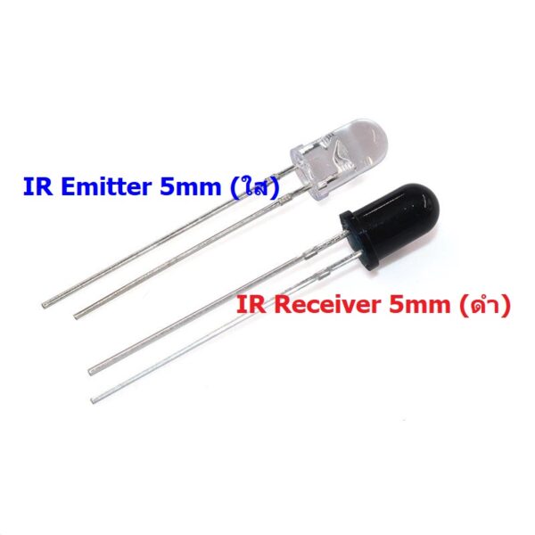 (5 ตัว) อินฟราเรด ไดโอด รับ-ส่ง สัญญาณ IR Emitter and IR Receiver (Photodiode) LED F3 F5 3mm 5mm 940nm #IR Diode - Image 3