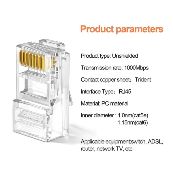 (5 ตัว) หัวแลน LAN RJ45 CAT5 CAT6 CAT5E 8P8C Ethernet Network Modular Connector Plug #หัวแลน RJ45 CAT6 - Image 6