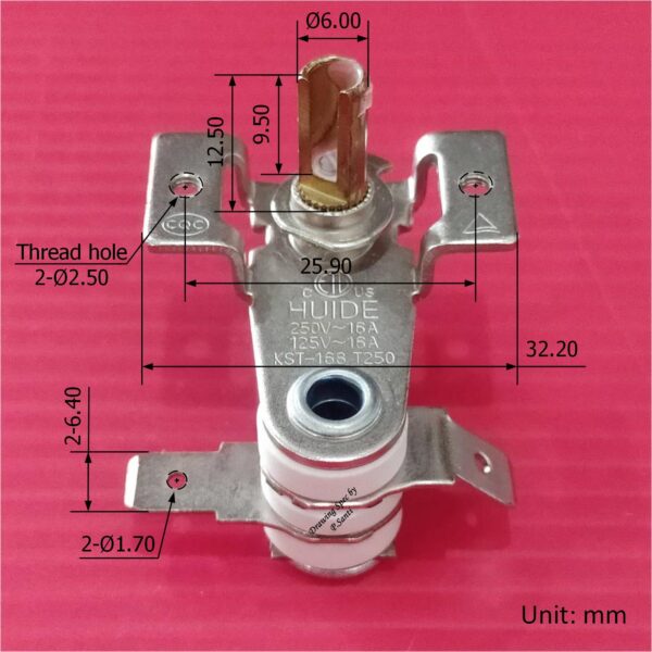 สวิทช์ความร้อน เทอร์โมสตัท เตาอบไฟฟ้า Electric Oven Thermostat Temperature Controller 16A 125V/250V T250 #KST-168 HUIDE - Image 7