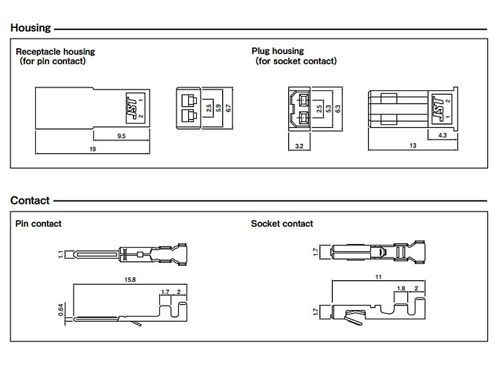 (1 ชุด) หัวต่อ RCY JST Plug ตัวรับ-ปลั๊ก พร้อมหมุดย้ำสายไฟ Receptacle-Plug housing 2pin #หัวต่อ SYP-2.54mm - Image 3