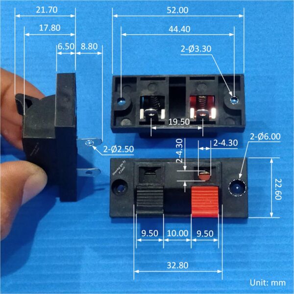 ขั้วต่อเครื่องเสียง ลําโพง แท็บลำโพง ลําโพง Speaker Terminal Box Push in Jack Spring Load #STB-SL05 (4P) (1 ตัว) - Image 6