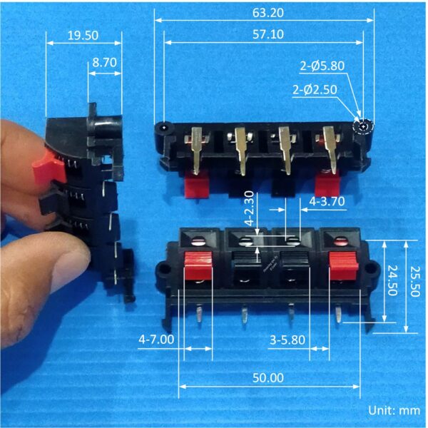 แท็บลำโพง ขั้วต่อลําโพง เครื่องเสียง ลําโพง Speaker Terminal Box Push in Jack Spring Load #STB-SL06 (1 ตัว) - Image 7