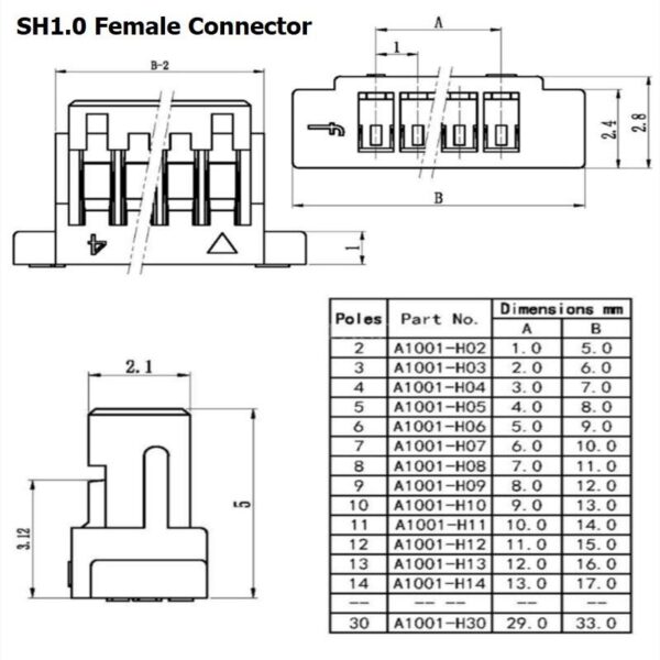 JST Plug สายแบต สายปลั๊ก สาย ตัวเมีย หัวเดี่ยว หัวคู่ SH1.0 Female Connector 2P-12P #แบบ M 15cm (1 เส้น) - Image 2