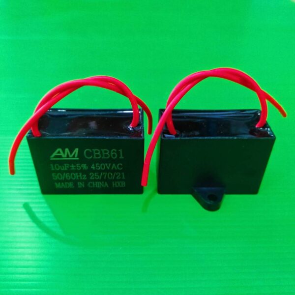คาปาซิเตอร์ C พัดลม Capacitor แคปรัน มอเตอร์ แอร์ ปั๊มน้ำ AM CBB61 10uF 5% 450VAC 50/60Hz #CBB61-AM สายไฟ (1 ตัว) - Image 2