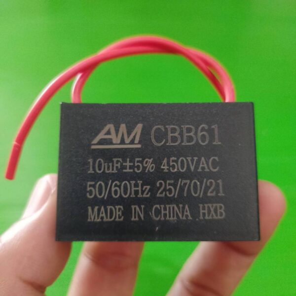 คาปาซิเตอร์ C พัดลม Capacitor แคปรัน มอเตอร์ แอร์ ปั๊มน้ำ AM CBB61 10uF 5% 450VAC 50/60Hz #CBB61-AM สายไฟ (1 ตัว) - Image 3